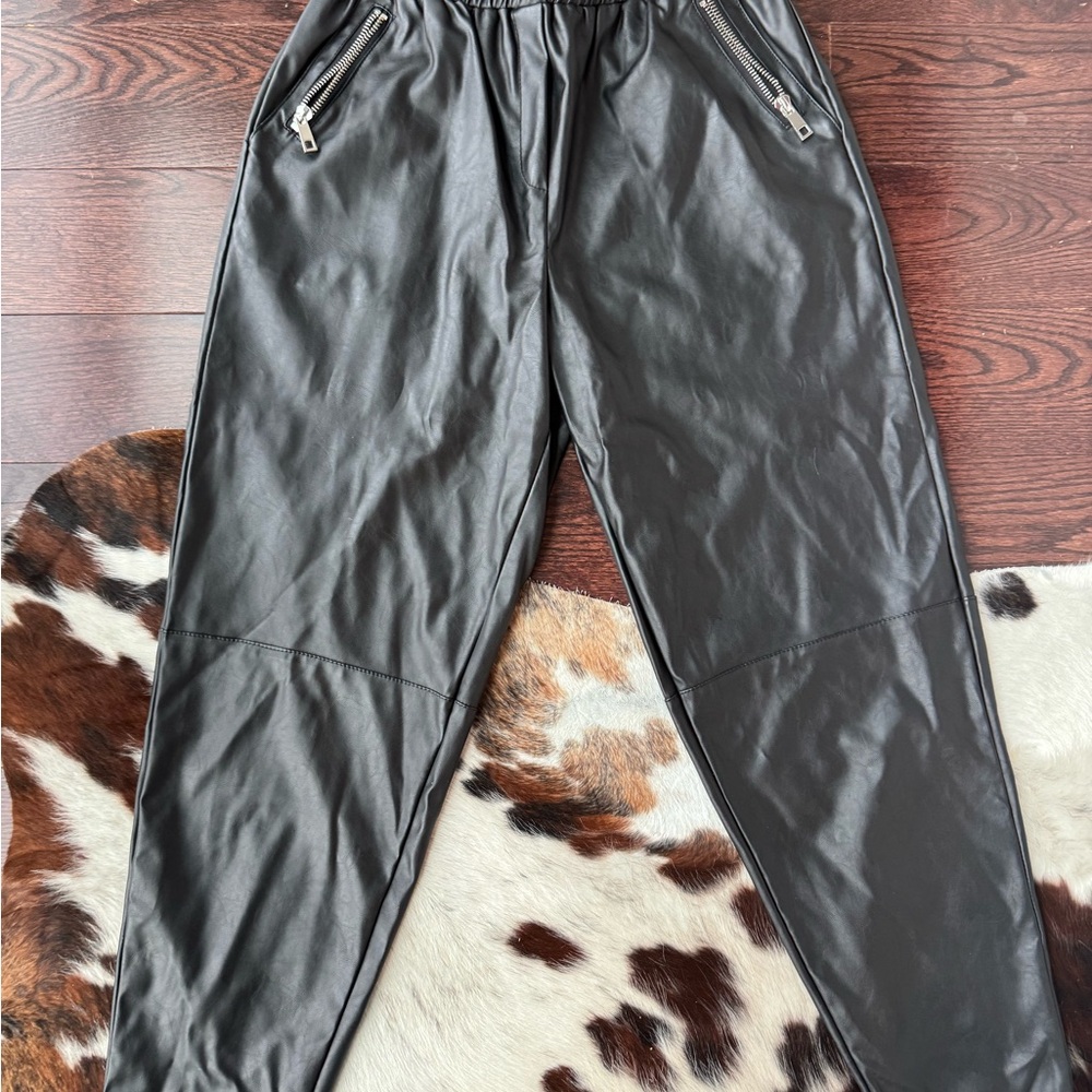 ASOS Black Faux Leather Straight Leg Pants
